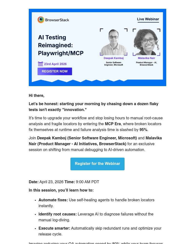 Screenshot of email sent to a BrowserStack Trial user