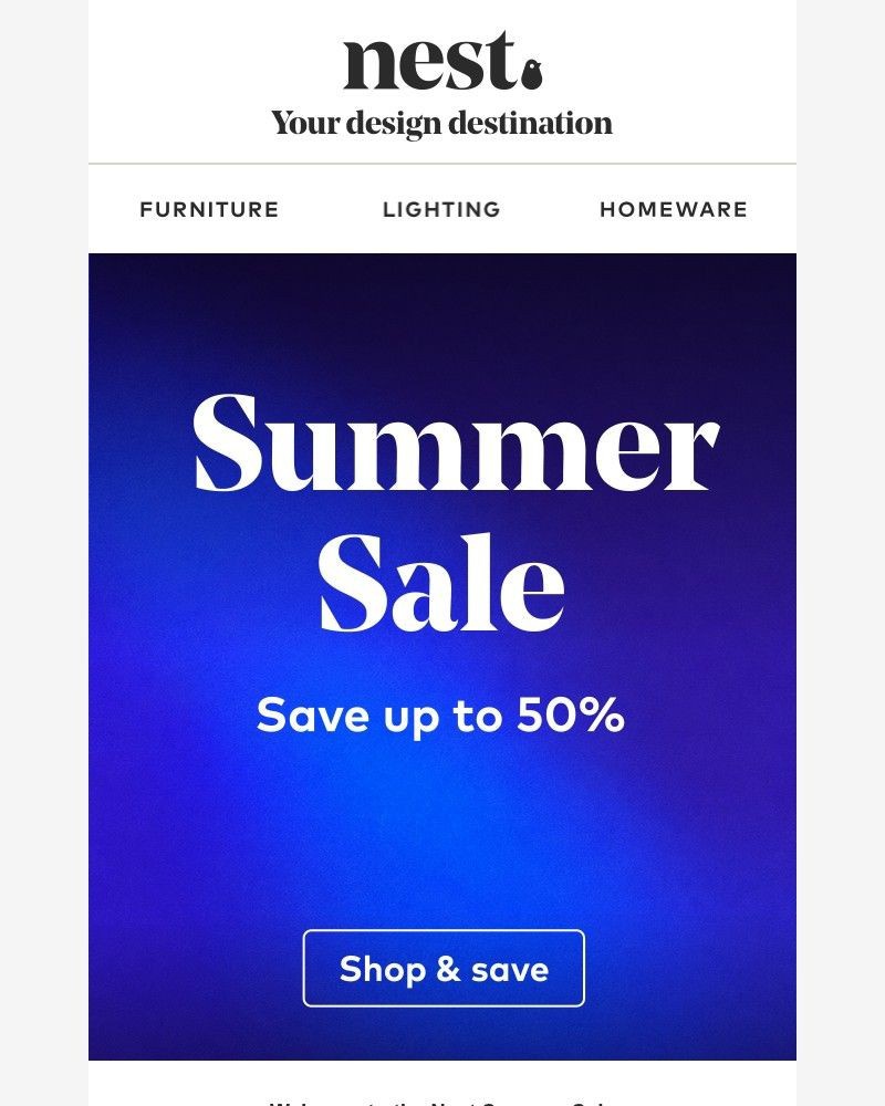 Screenshot of email sent to a Nest Furniture Cart abandoner
