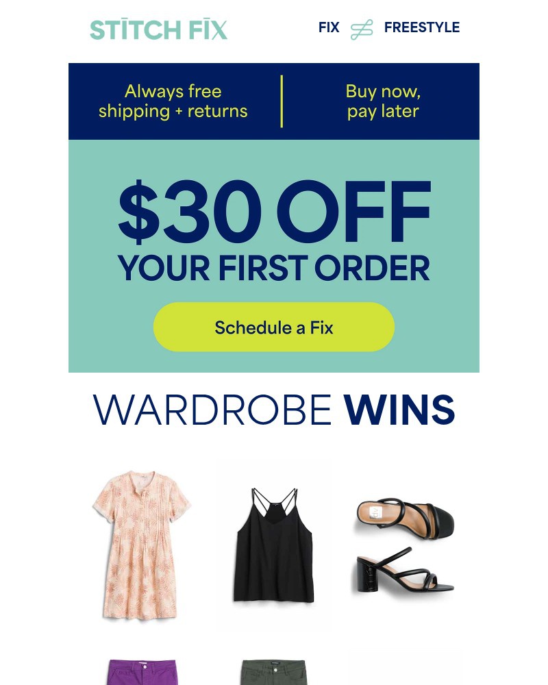 Screenshot of email sent to a Stitch Fix Cart abandoner