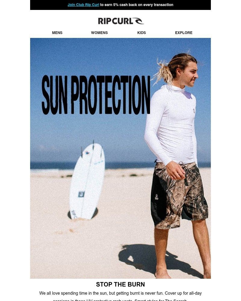 Screenshot of email sent to a Ripcurl Newsletter subscriber