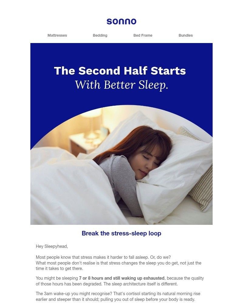 Screenshot of email sent to a Sonno Newsletter subscriber