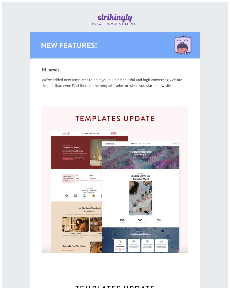 Screenshot of email with subject /media/emails/strikingly-monthly-templates-update-bcb401-cropped-012c30ca.jpg