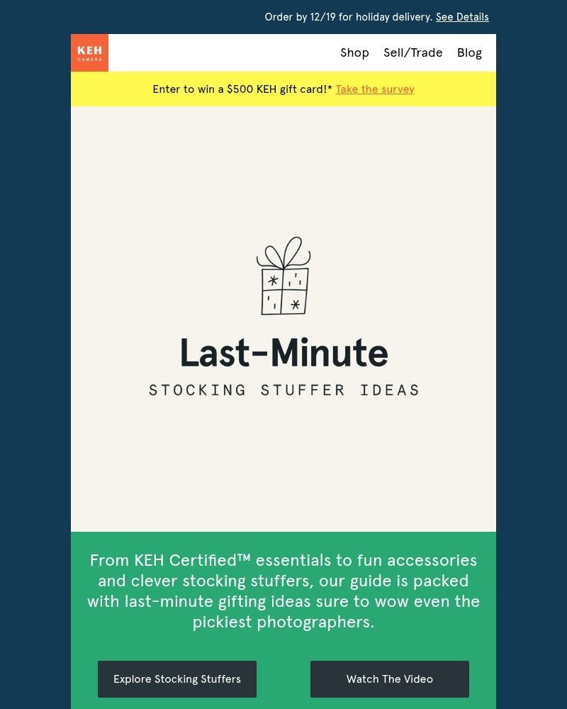 Screenshot of email sent to a KEH Camera Newsletter subscriber