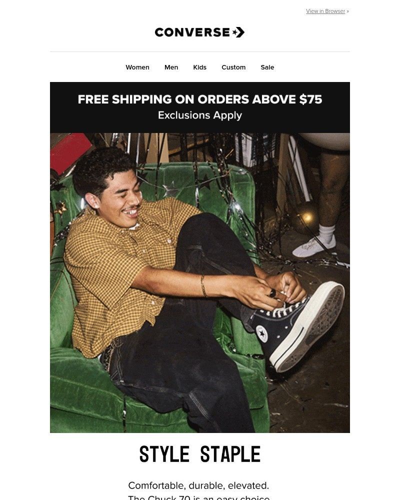 Screenshot of email sent to a Converse Newsletter subscriber