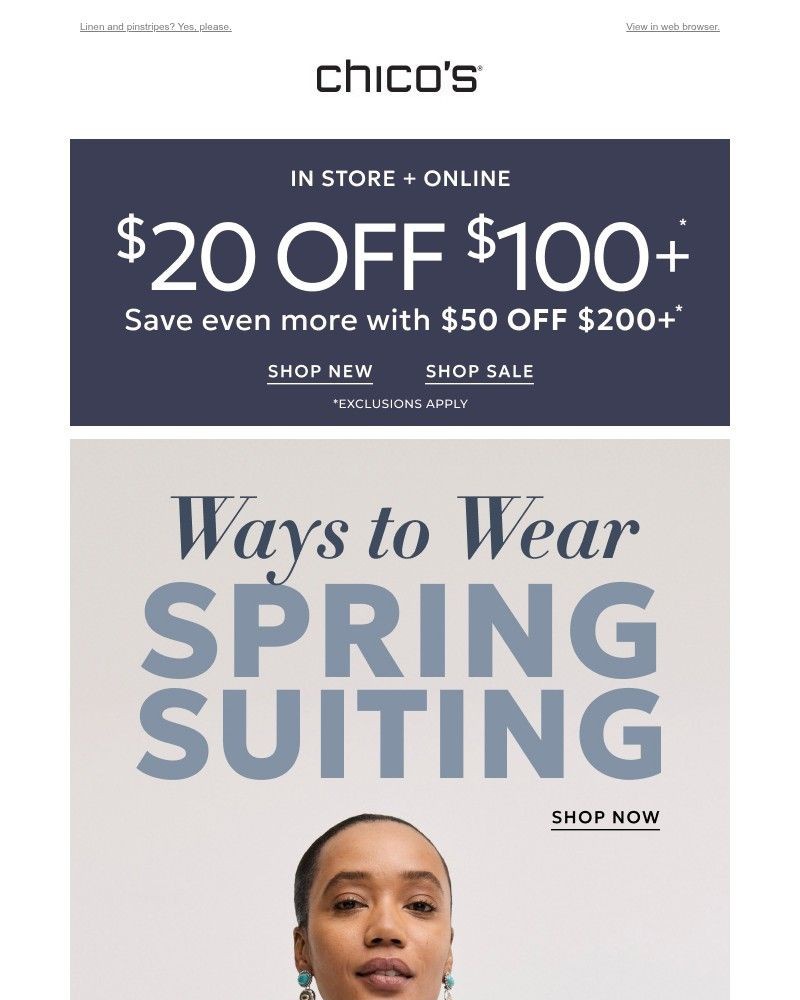 Screenshot of email sent to a Chico’s Newsletter subscriber