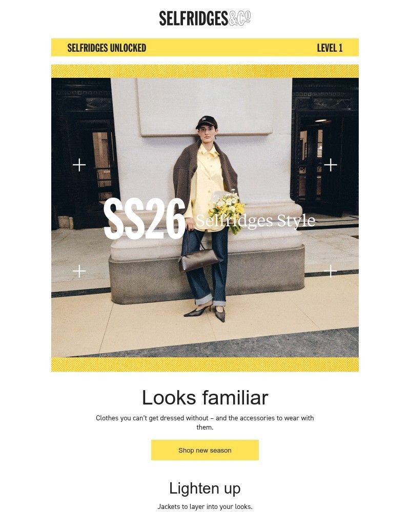 Screenshot of email sent to a Selfridges Newsletter subscriber