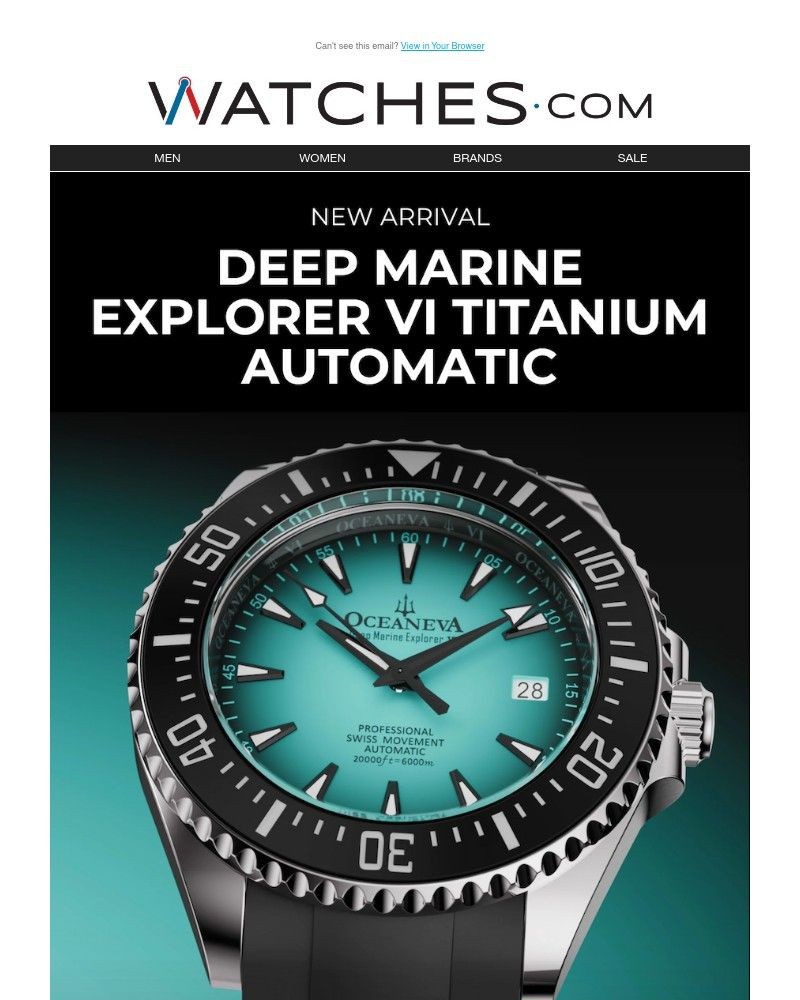 Screenshot of email sent to a Watches.com Newsletter subscriber