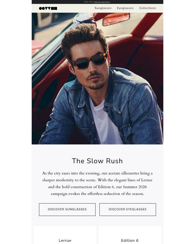 Screenshot of email sent to a Oliver Peoples Newsletter subscriber