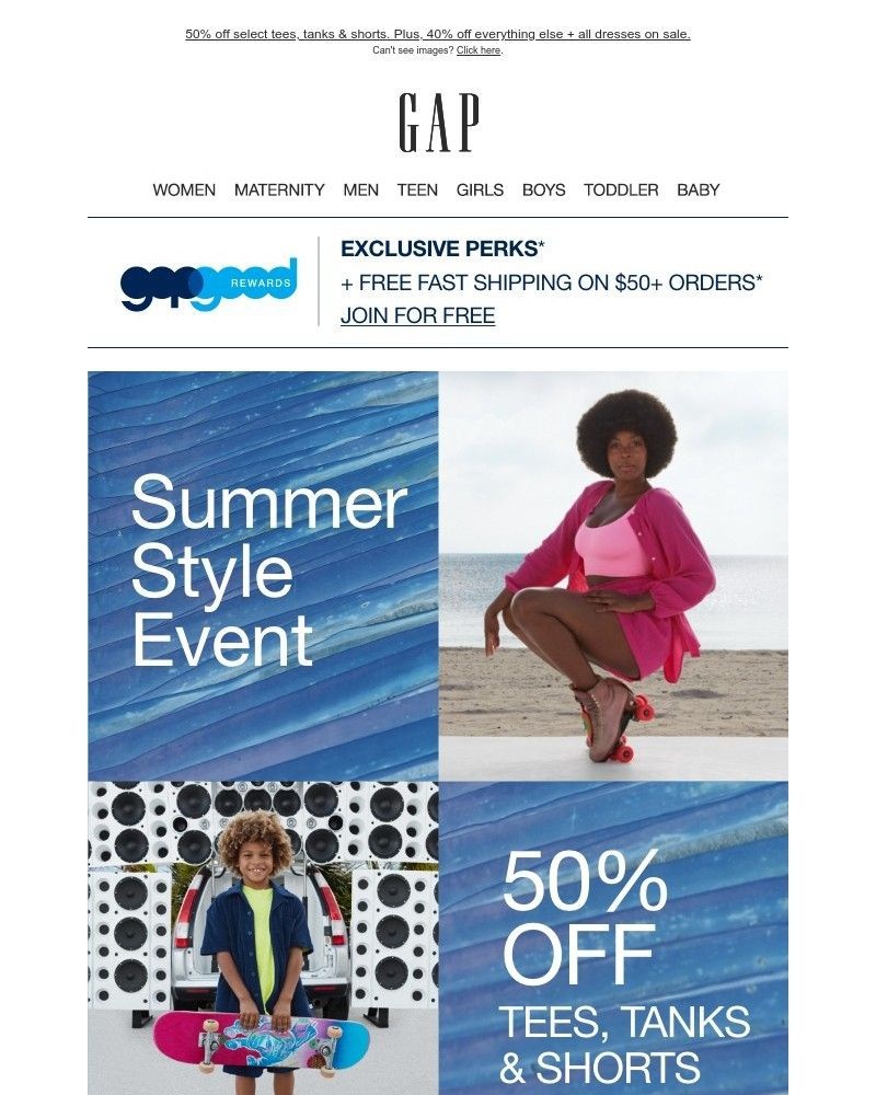 Screenshot of email with subject /media/emails/summer-activated-50-off-tees-shorts-more-0e2884-cropped-64c1e29a.jpg