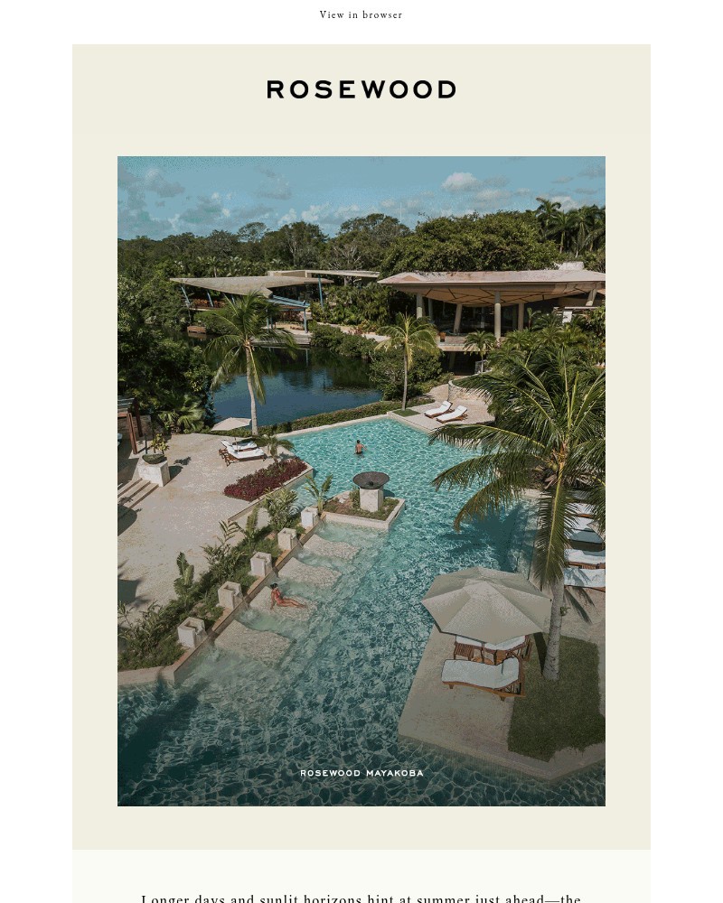 Screenshot of email sent to a Rosewood Hotels & Resorts Newsletter subscriber
