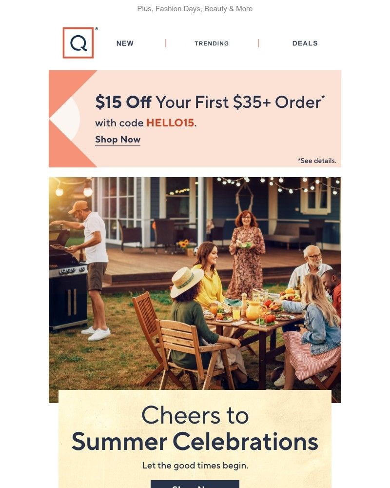 Screenshot of email sent to a QVC Newsletter subscriber