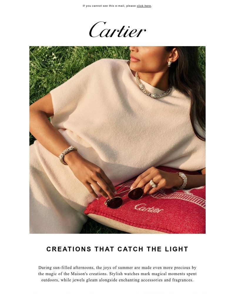 Screenshot of email sent to a Cartier Newsletter subscriber