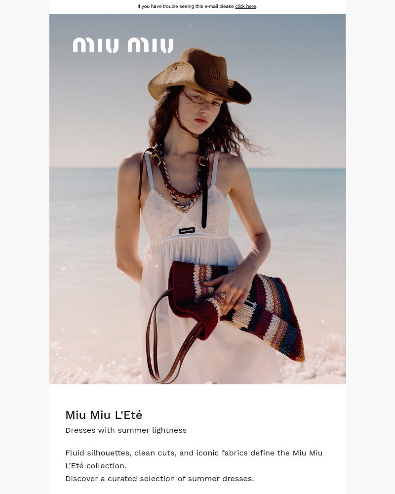 Screenshot of email sent to a Miu Miu Newsletter subscriber