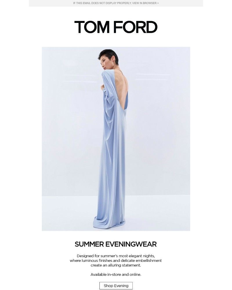 Screenshot of email sent to a Tom Ford Newsletter subscriber