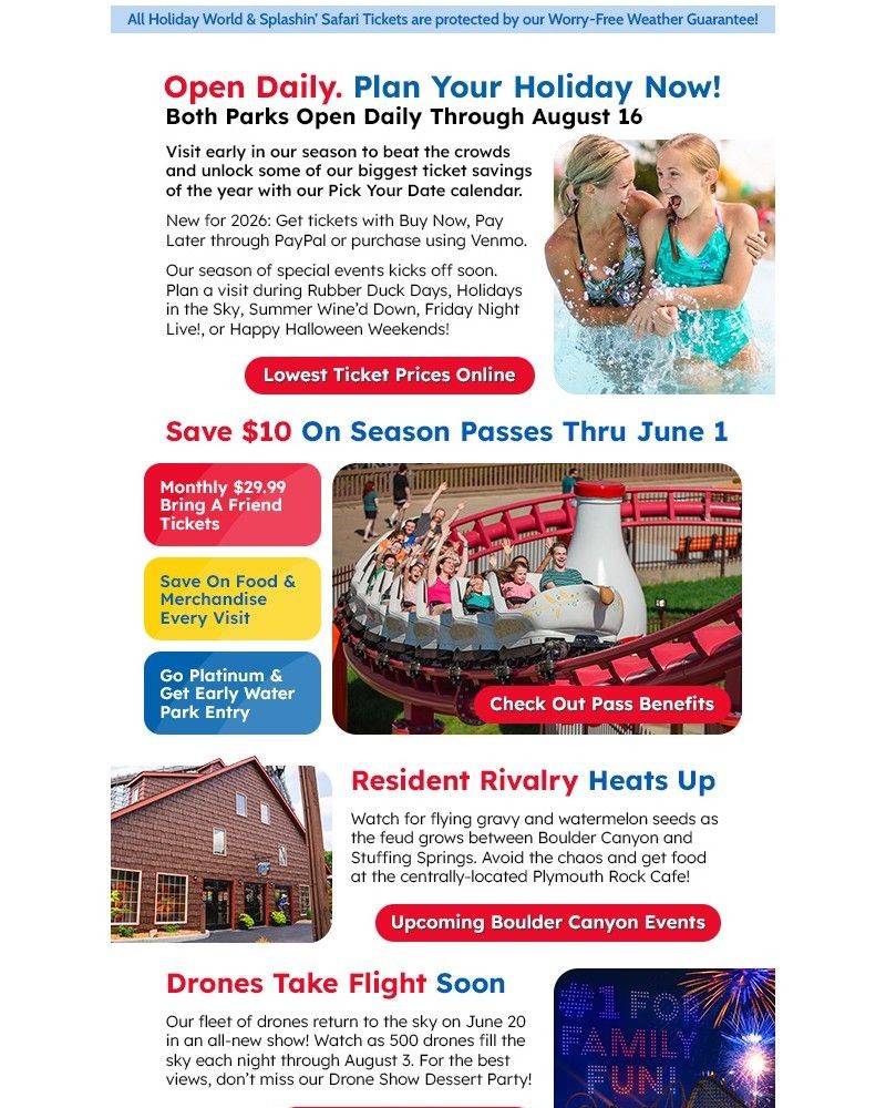 Screenshot of email sent to a Holiday World Newsletter subscriber