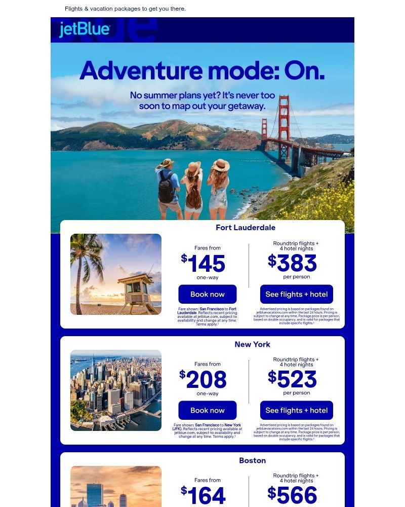 Screenshot of email sent to a JetBlue Registered user