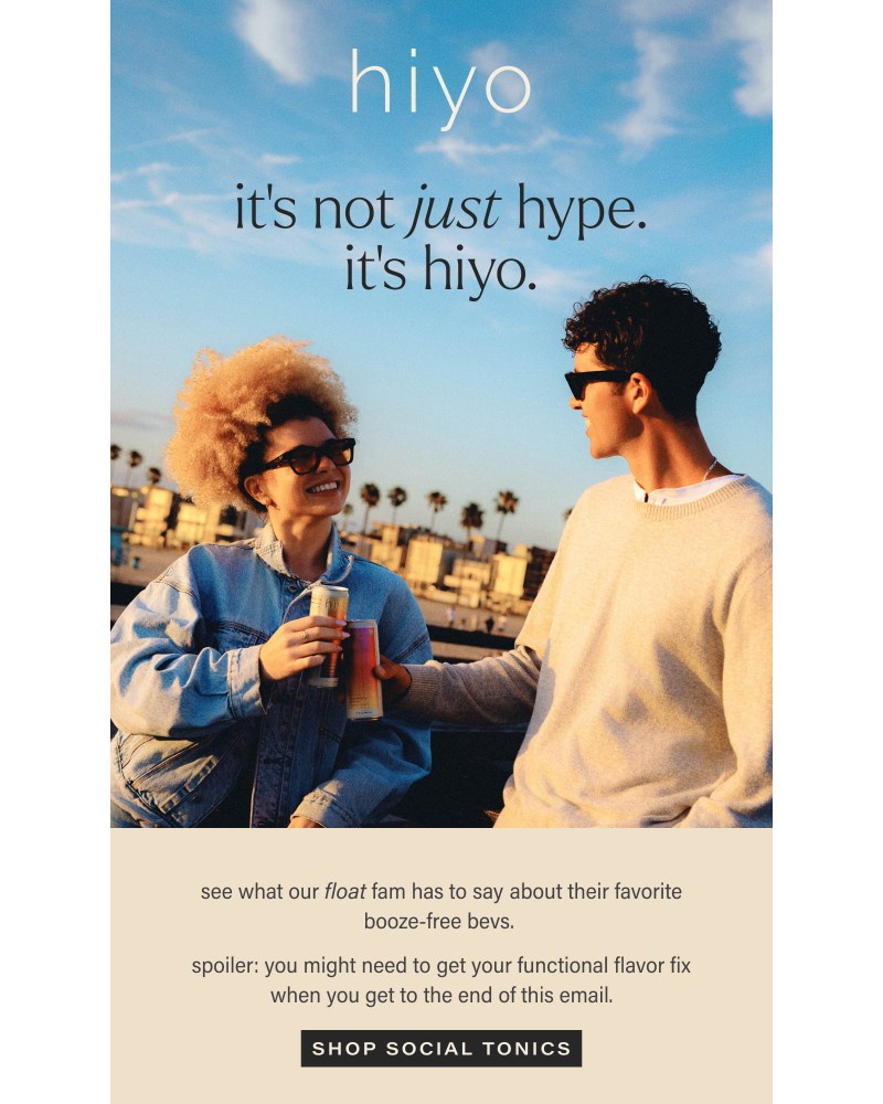 Screenshot of email sent to a hiyo Newsletter subscriber