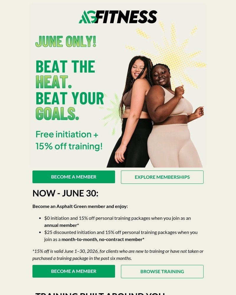 Screenshot of email sent to a Asphalt Green Newsletter subscriber