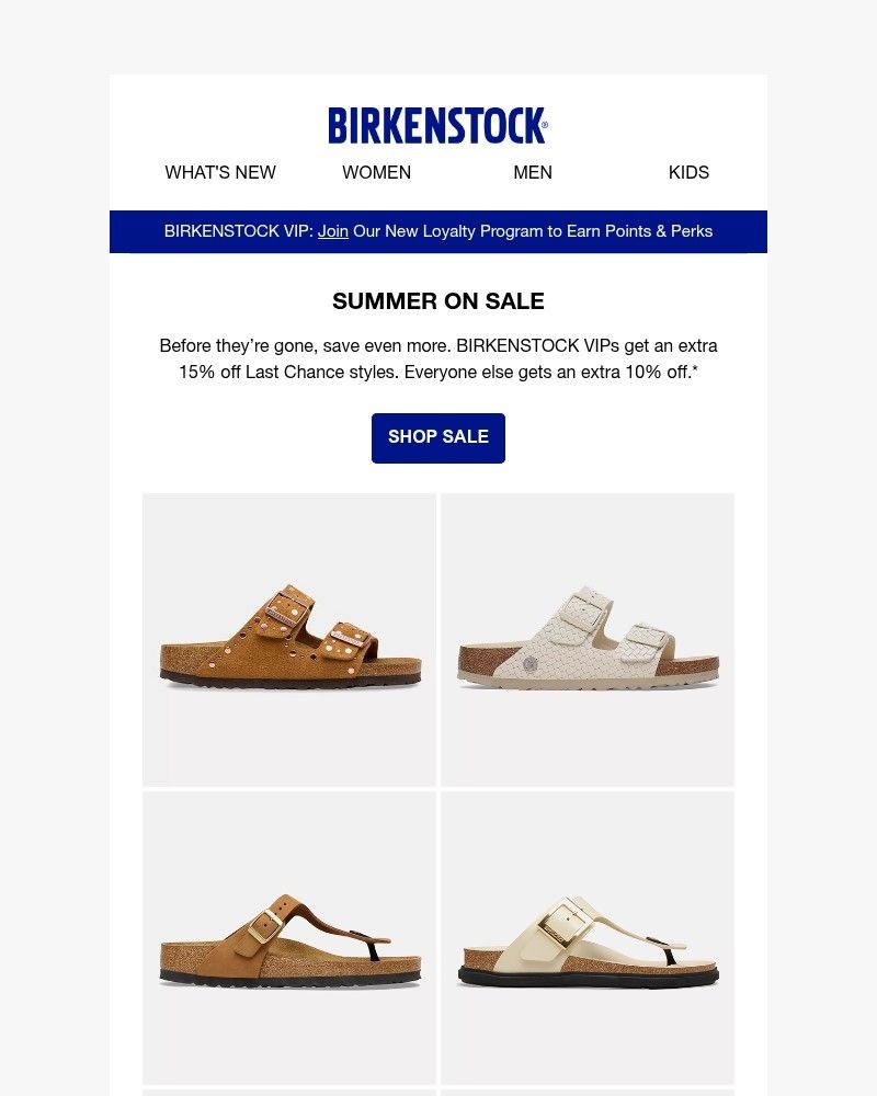 Screenshot of email sent to a Birkenstock Newsletter subscriber