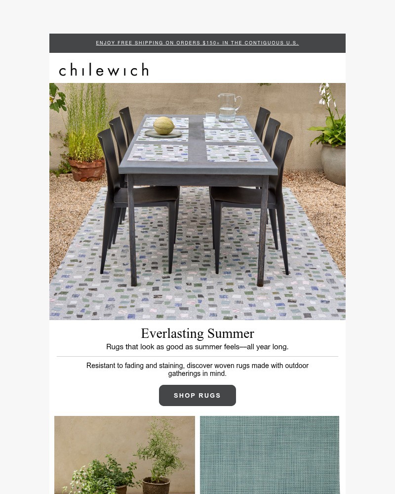 Screenshot of email sent to a Chilewich Newsletter subscriber