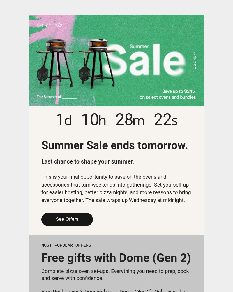 Screenshot of email sent to a Gozney Newsletter subscriber
