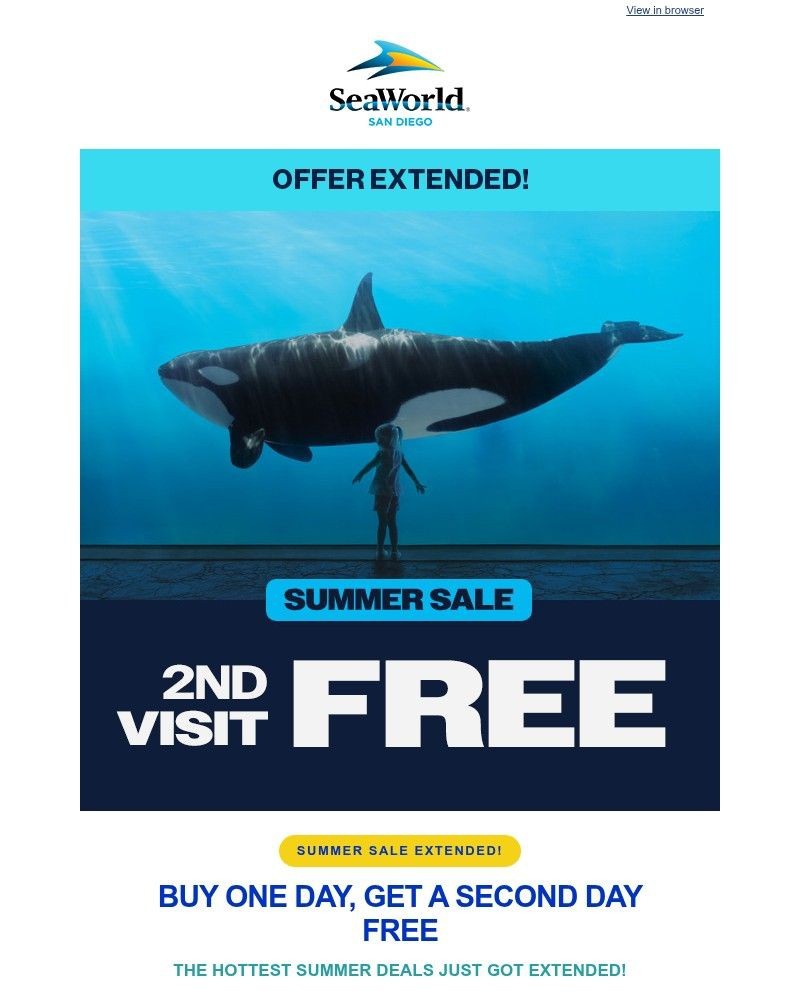 Screenshot of email sent to a Sea World Newsletter subscriber