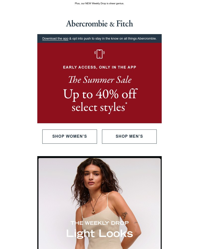 Screenshot of email with subject /media/emails/summer-sale-sneak-peek-only-in-the-app-4d40cc-cropped-76cf60bf.jpg