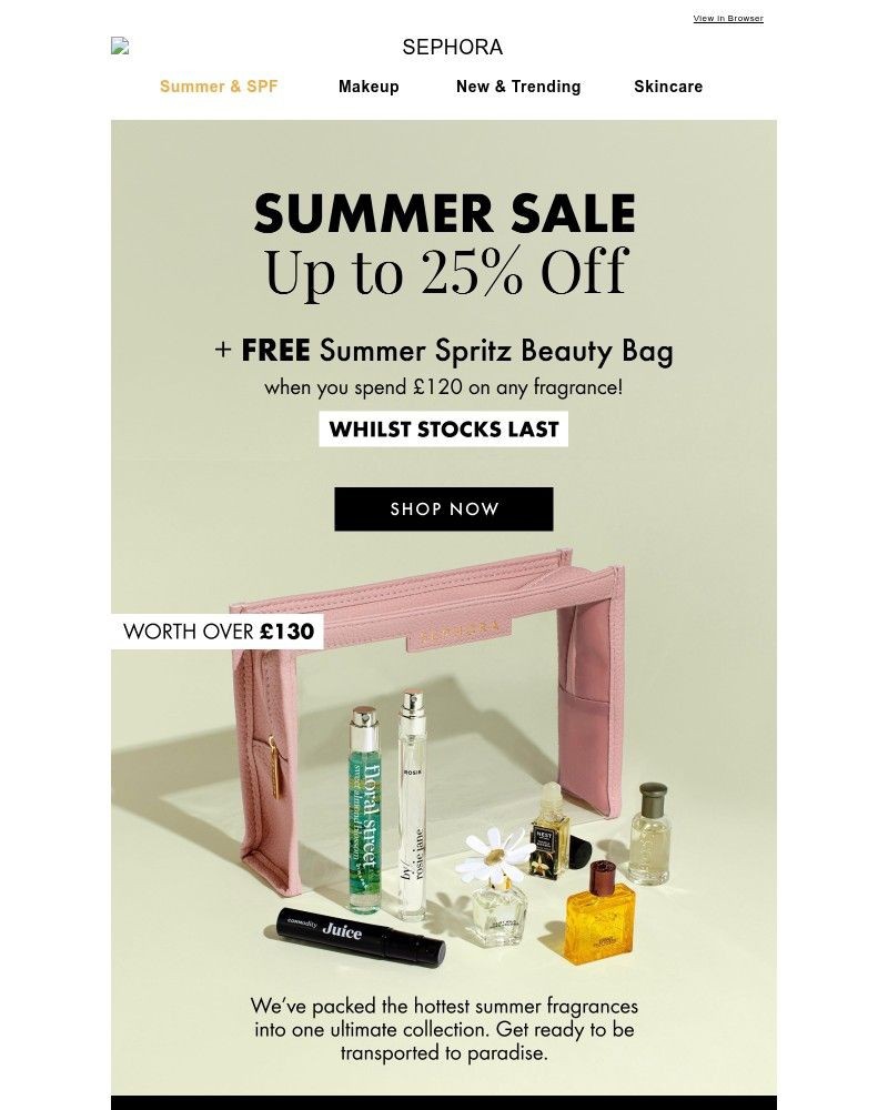 Screenshot of email sent to a Feelunique Newsletter subscriber
