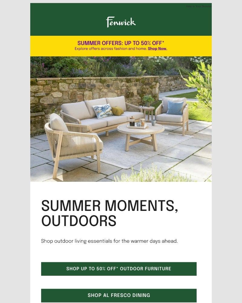Screenshot of email sent to a Fenwick Newsletter subscriber