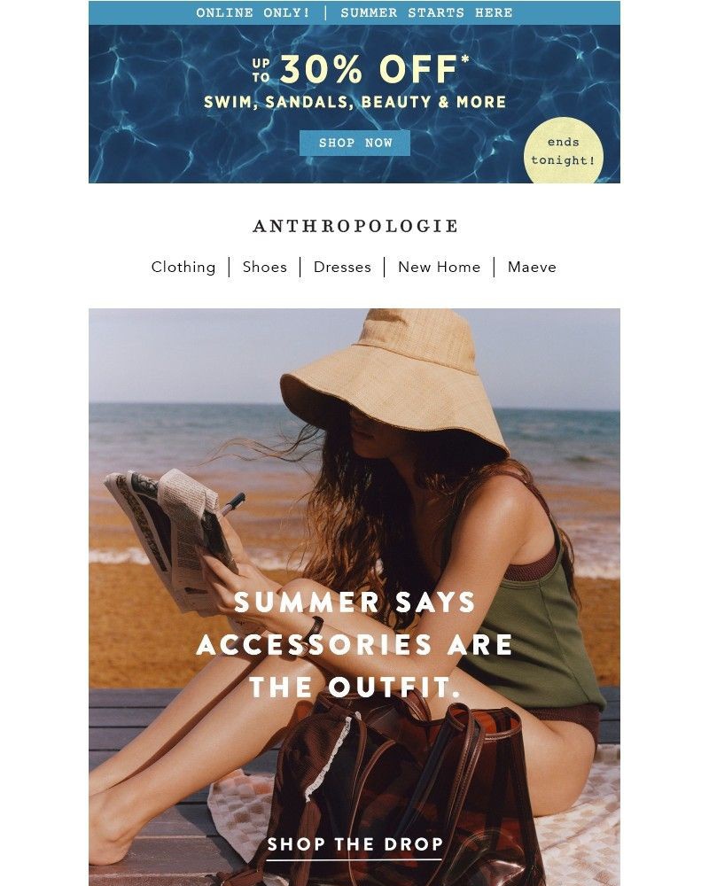 Screenshot of email sent to a Anthropologie Newsletter subscriber