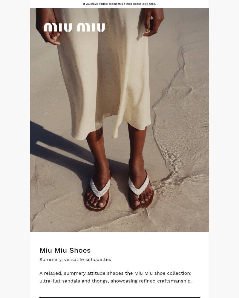 Screenshot of email sent to a Miu Miu Newsletter subscriber