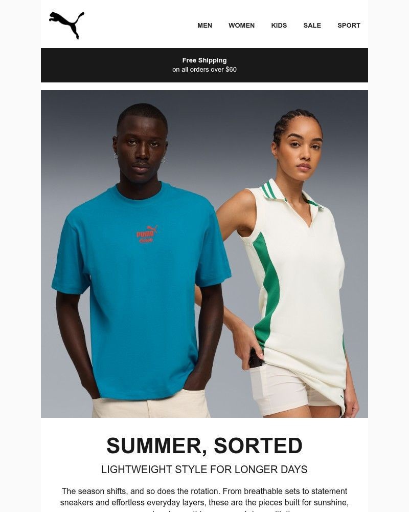 Screenshot of email sent to a Puma Newsletter subscriber