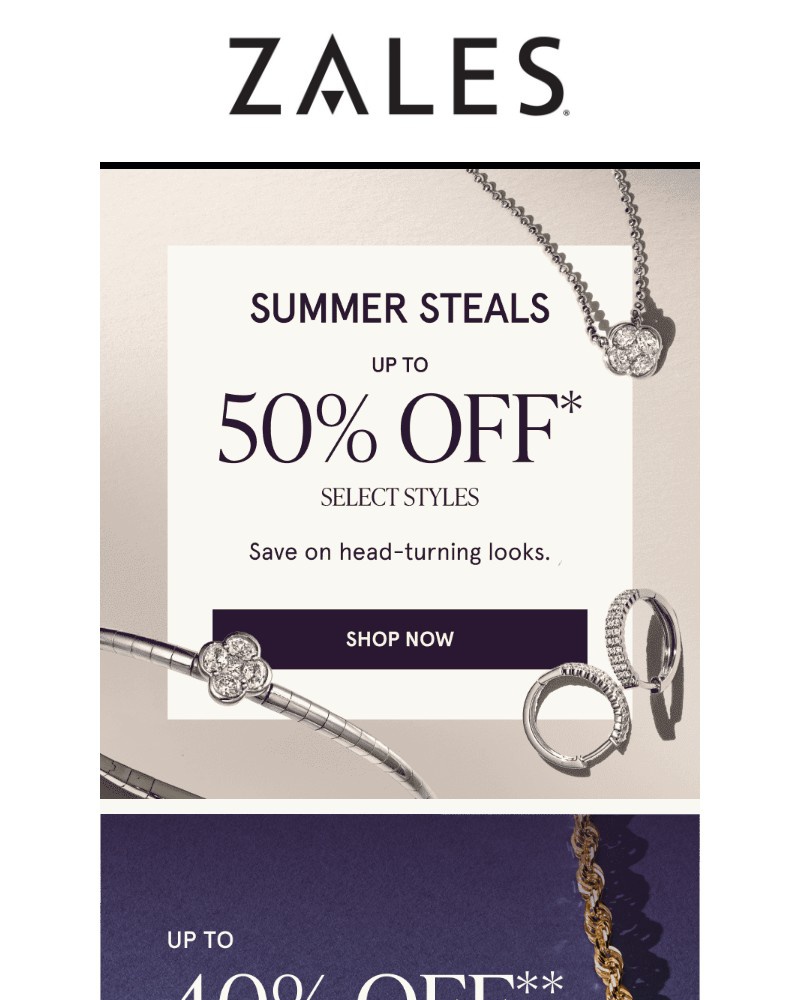 Screenshot of email sent to a Zales Newsletter subscriber