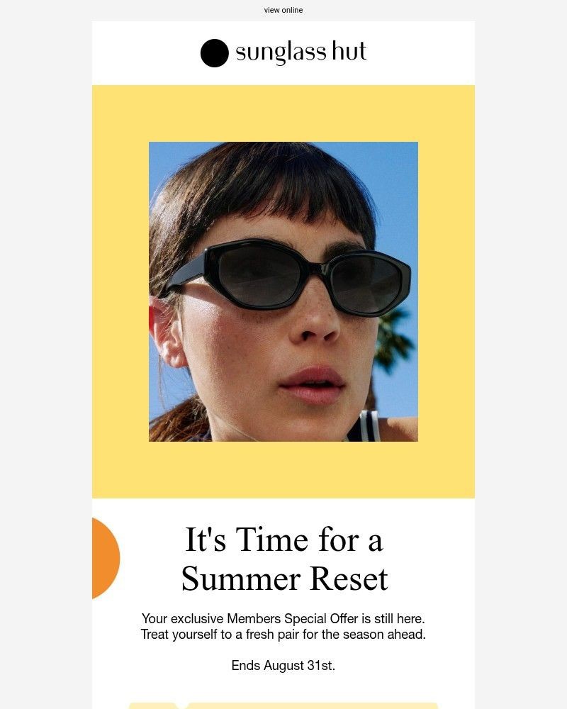 Screenshot of email sent to a Sunglass Hut Newsletter subscriber