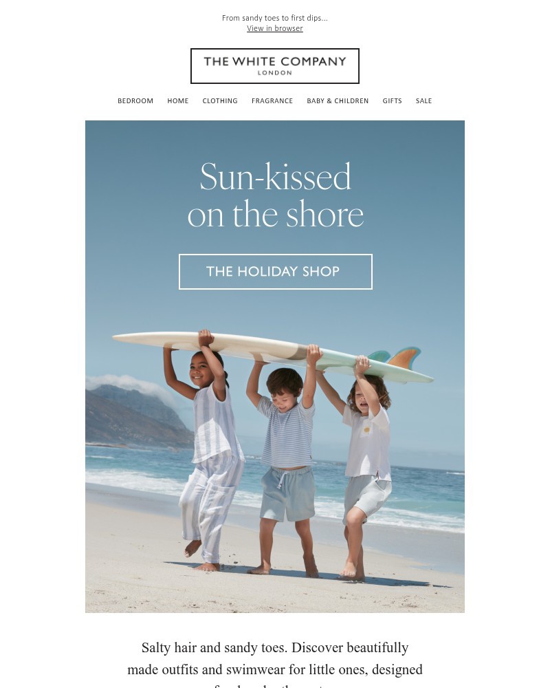 Screenshot of email sent to a The White Company Cart abandoner