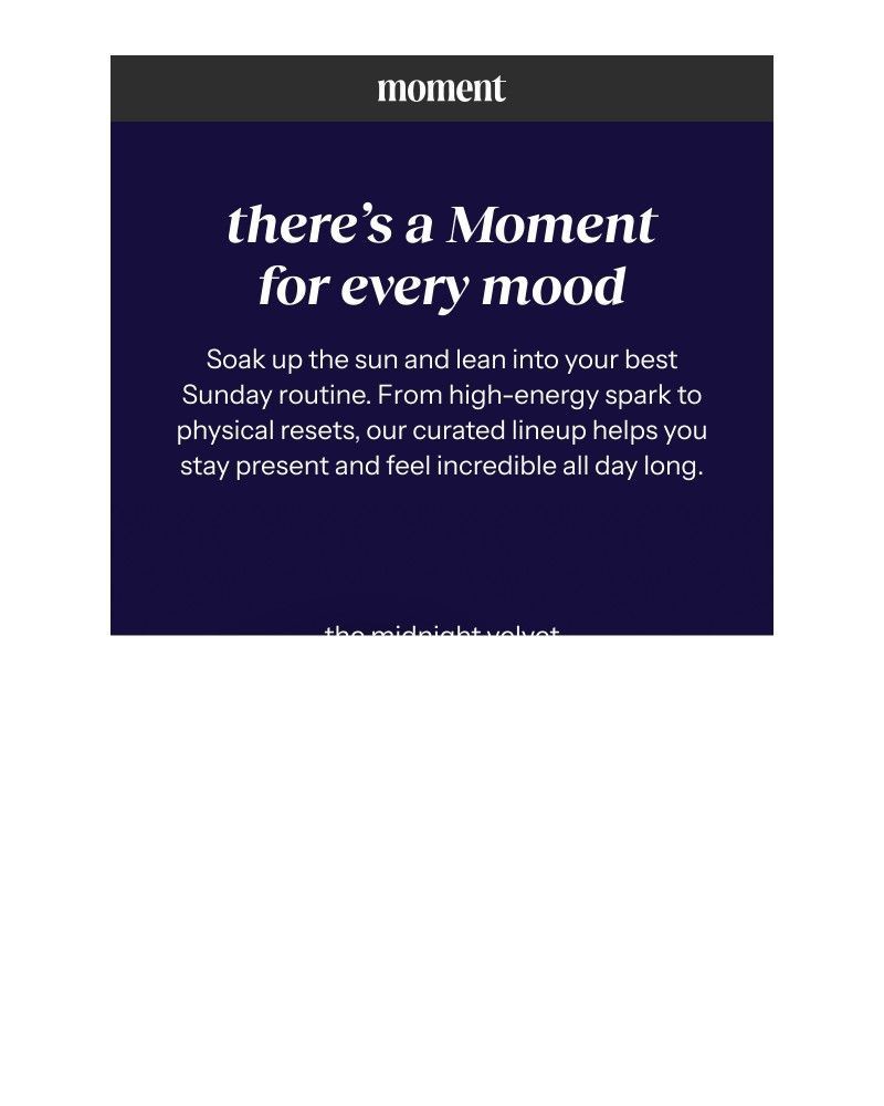 Screenshot of email sent to a Moment Newsletter subscriber