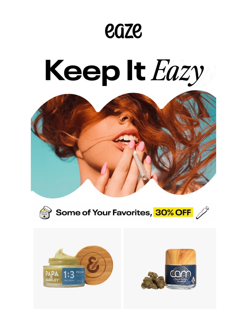 Screenshot of email sent to a Eaze Registered user