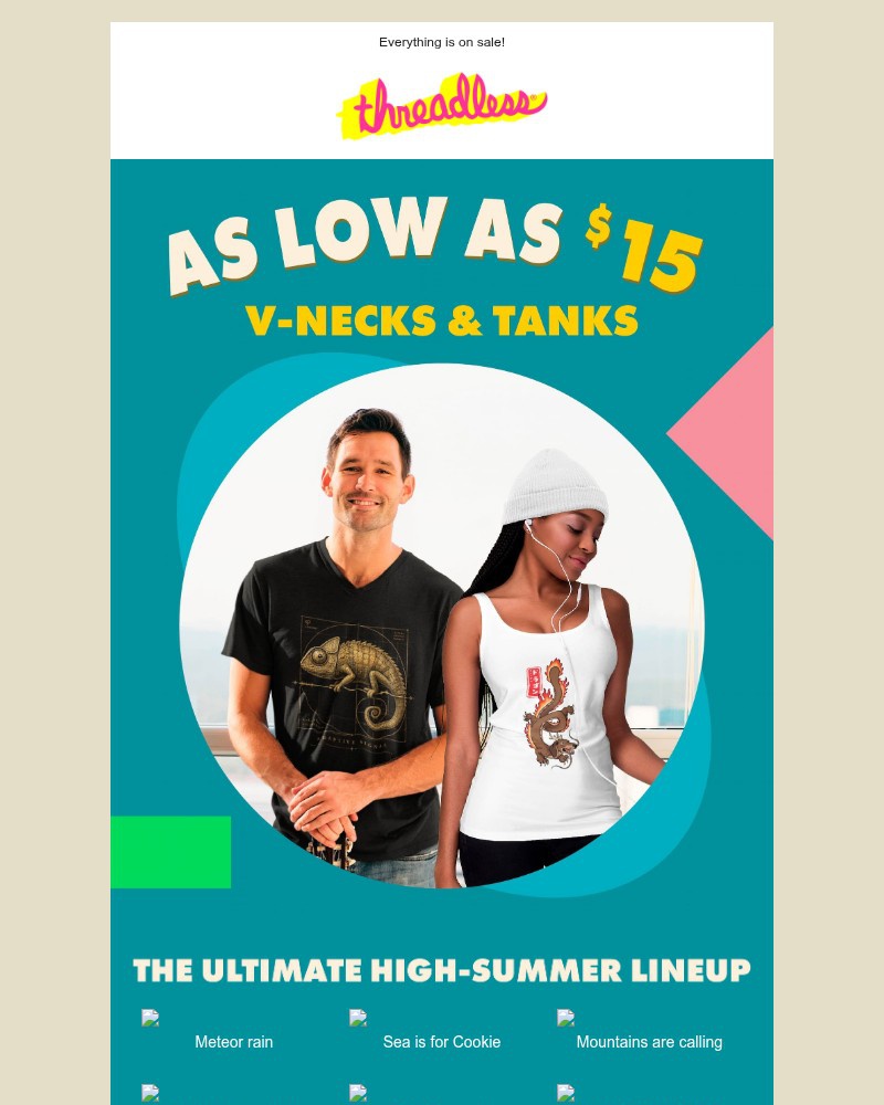 Screenshot of email sent to a Threadless Newsletter subscriber