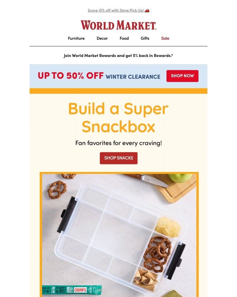 Screenshot of email sent to a World Market Cart abandoner