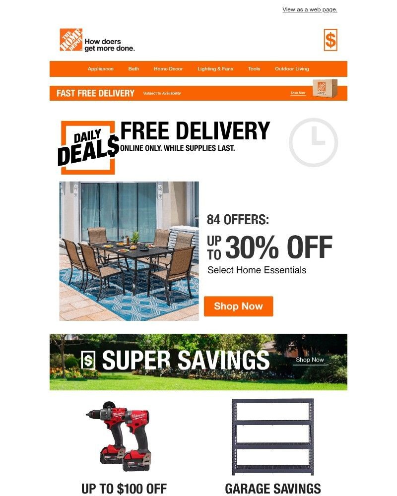 Screenshot of email sent to a Home Depot Newsletter subscriber