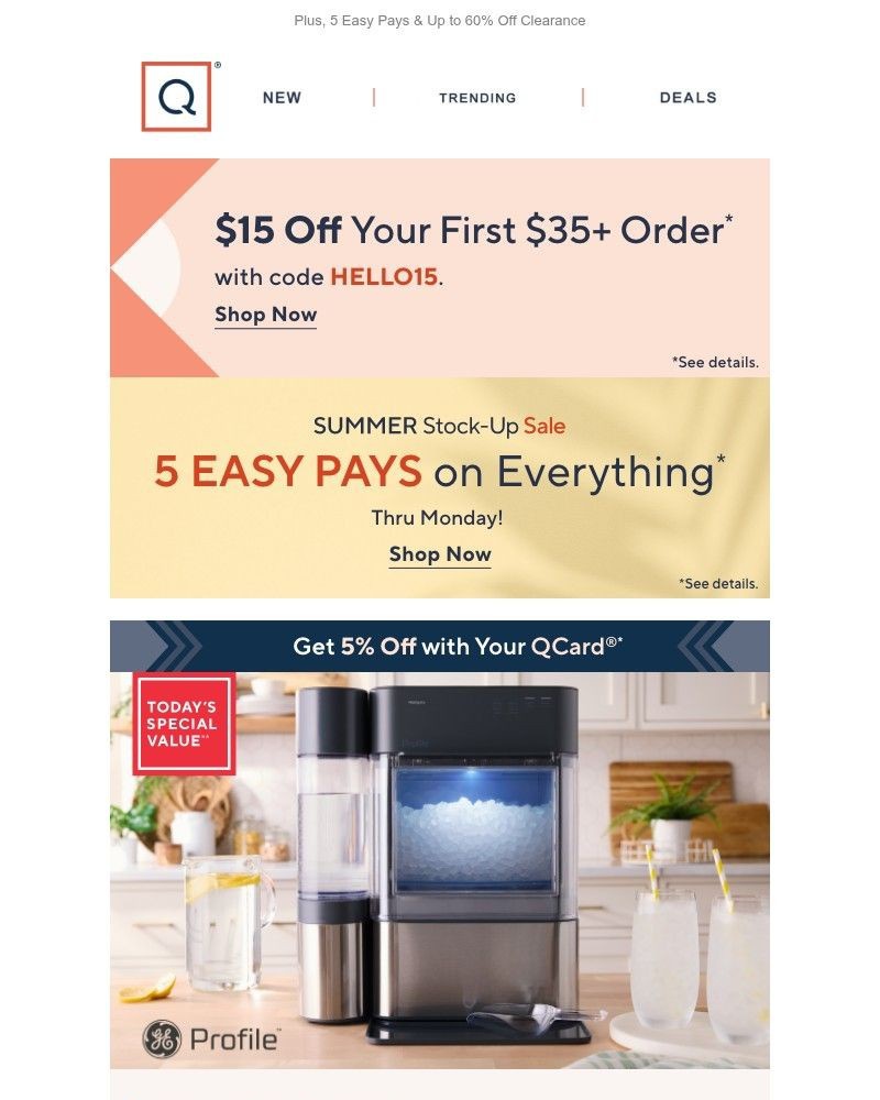 Screenshot of email sent to a QVC Newsletter subscriber