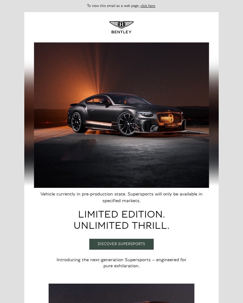 Screenshot of email sent to a Bentley Motors Newsletter subscriber
