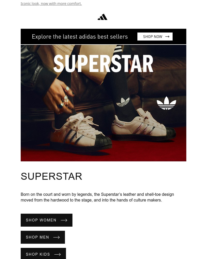 Screenshot of email sent to a Adidas Newsletter subscriber