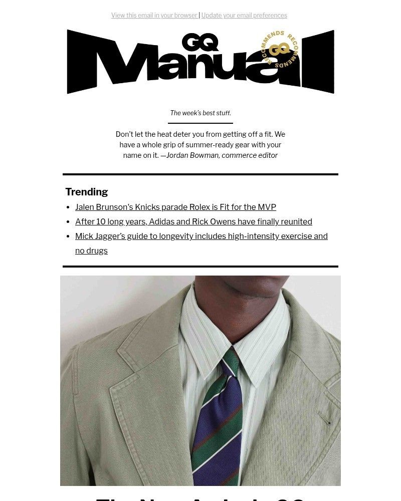Screenshot of email sent to a GQ Newsletter subscriber