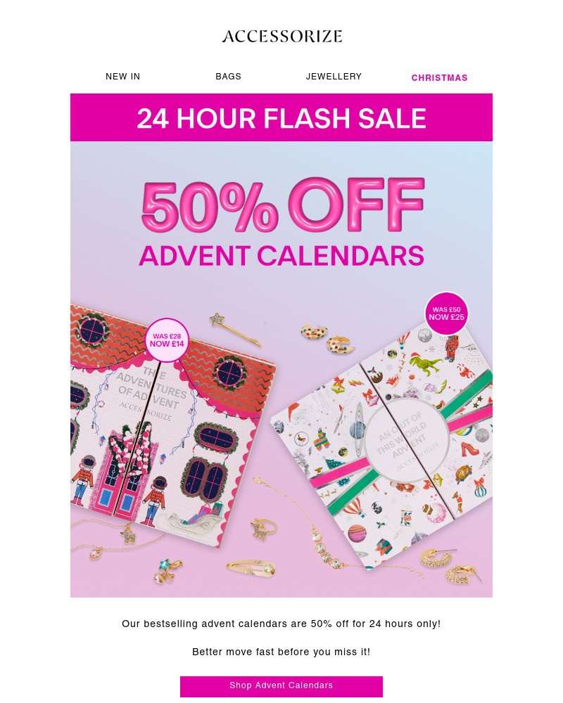 Screenshot of email with subject /media/emails/surprise-50-off-advent-calendars-for-24-hours-only-549ce3-cropped-aca2680c.jpg