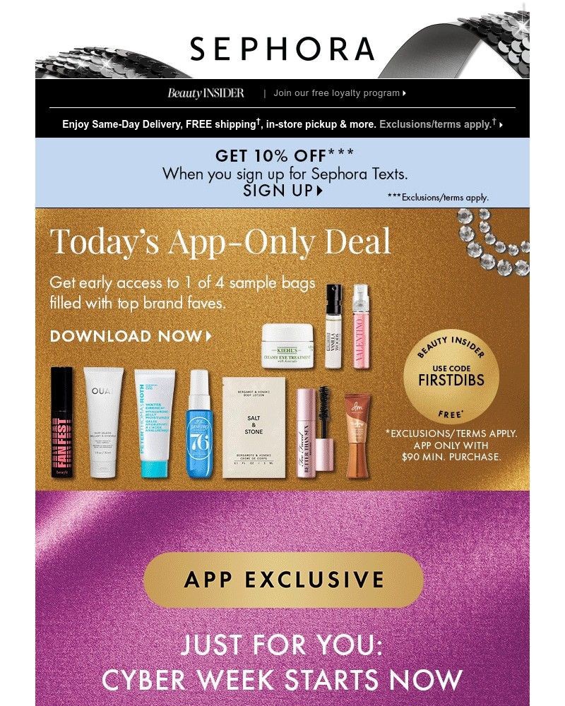 Screenshot of email with subject /media/emails/surprise-cyber-week-came-early-on-the-sephora-app-c82c9a-cropped-450f53ce.jpg