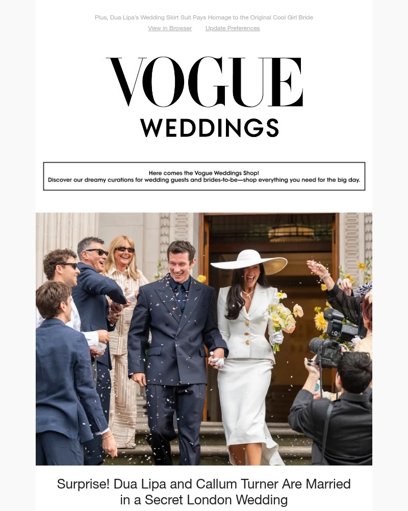 Screenshot of email sent to a Vogue Newsletter subscriber