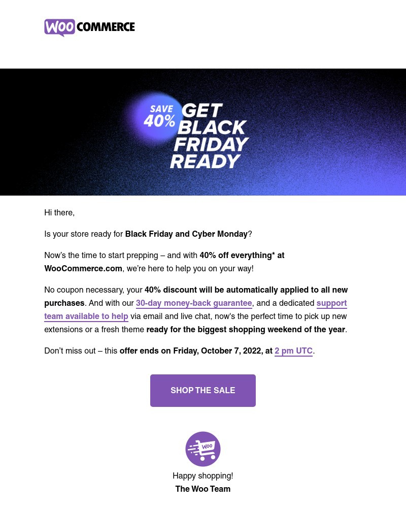 Screenshot of email with subject /media/emails/surprise-get-40-off-everything-at-woocommercecom-d60f7b-cropped-848365be.jpg
