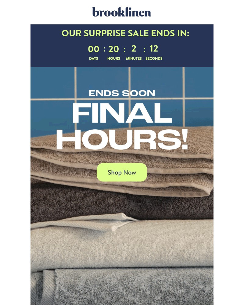 Screenshot of email sent to a Brooklinen Newsletter subscriber