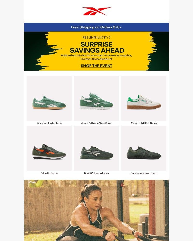 Screenshot of email sent to a Reebok Newsletter subscriber